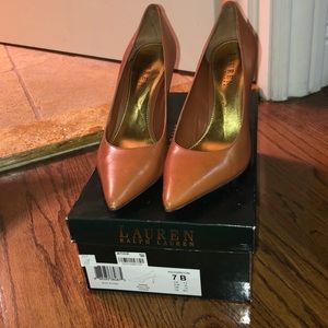 Lauren Ralph Lauren Sabrina polo tan heels